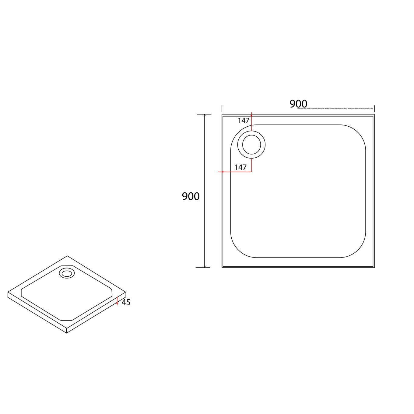 Square Low Profile Shower Tray 900x900mm