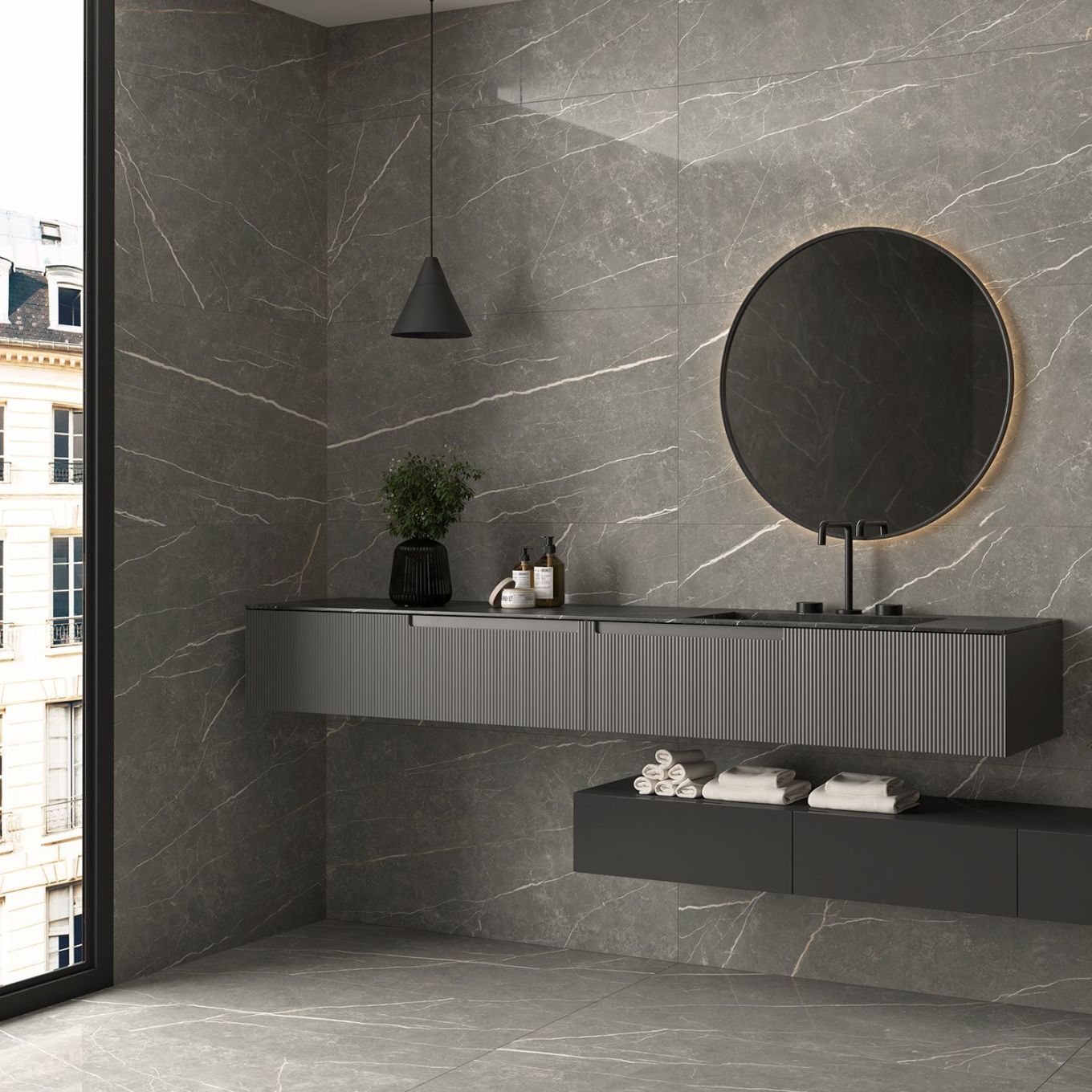 Enigma Graphite Polished Porcelain Tile 1200x600mm