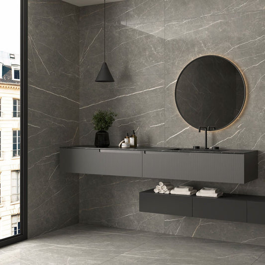 Enigma Graphite Polished Porcelain Tile 1200x600mm