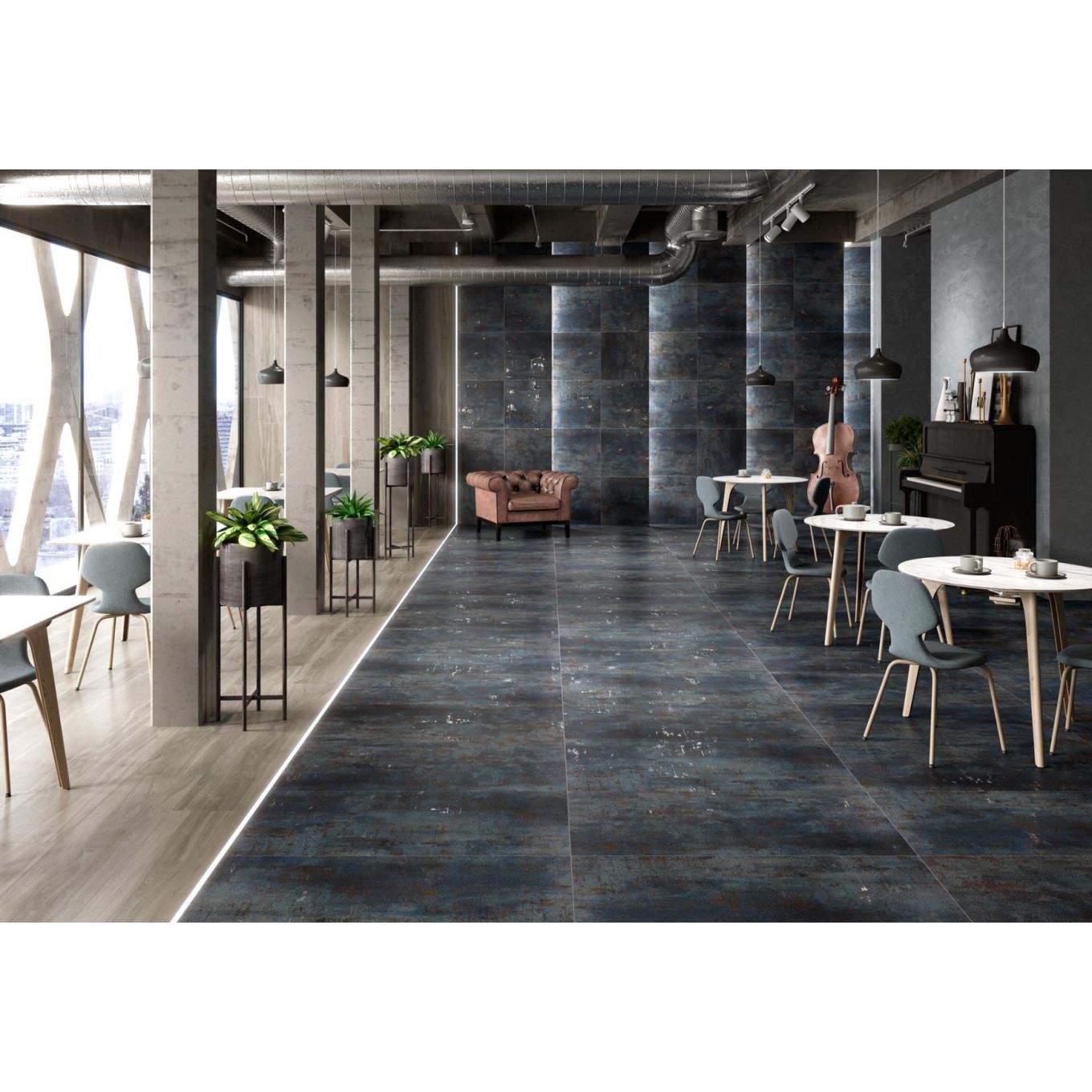 Metallon Royal Blue Semi-Polished Metallic Porcelain Tile 600x600mm