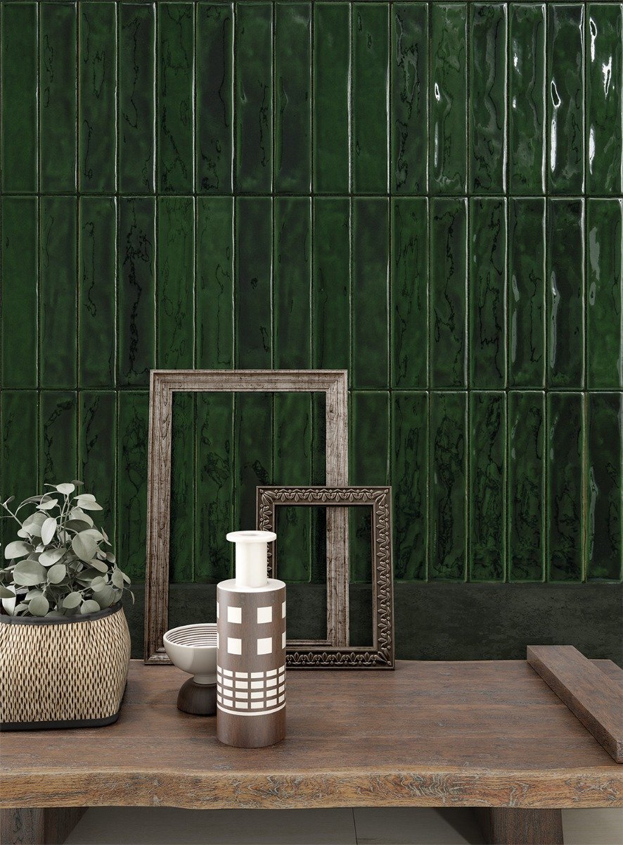Sapporo Green Gloss Ceramic Brick Tile 250x50mm