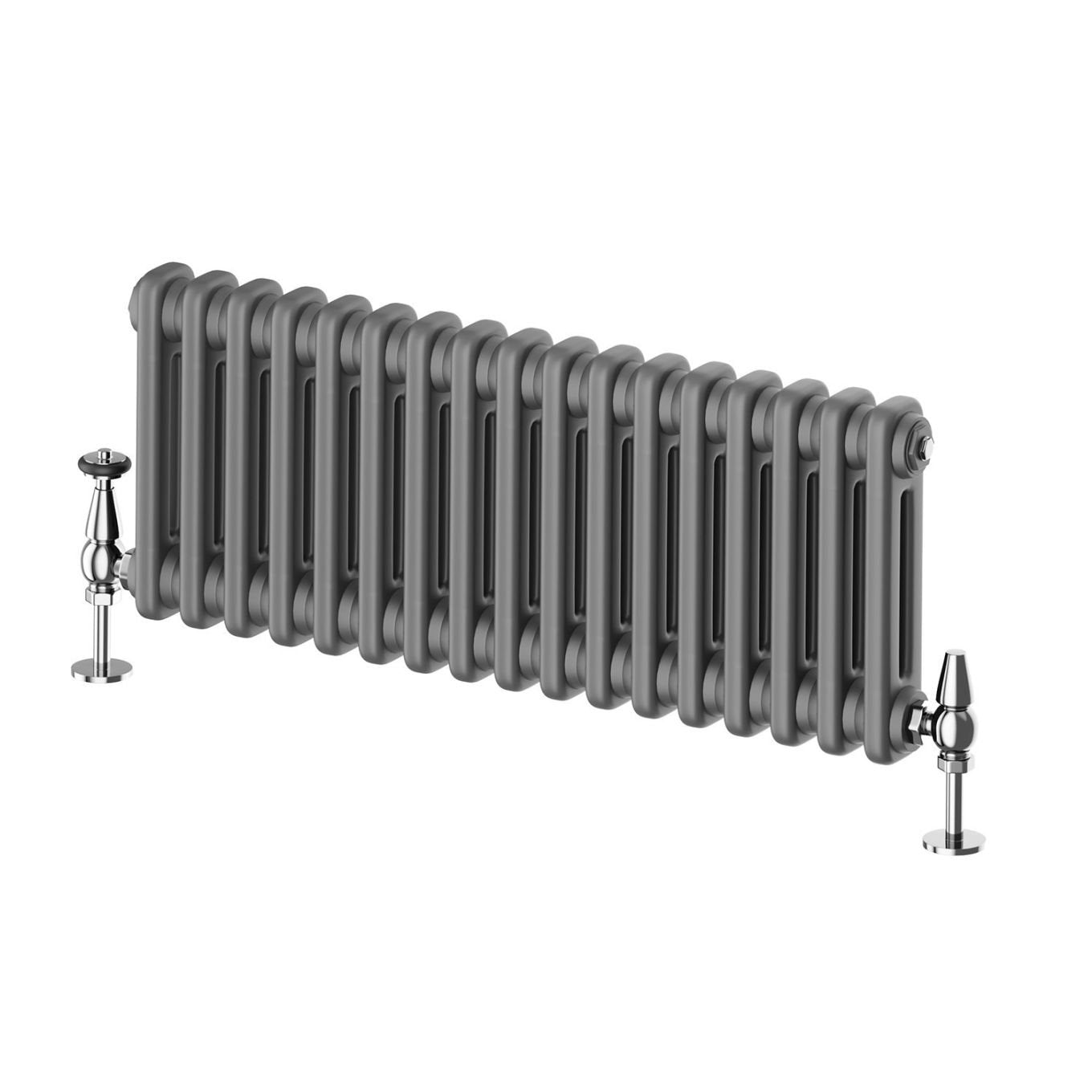 Upton Grey Double Horizontal Column Radiator 300x785mm