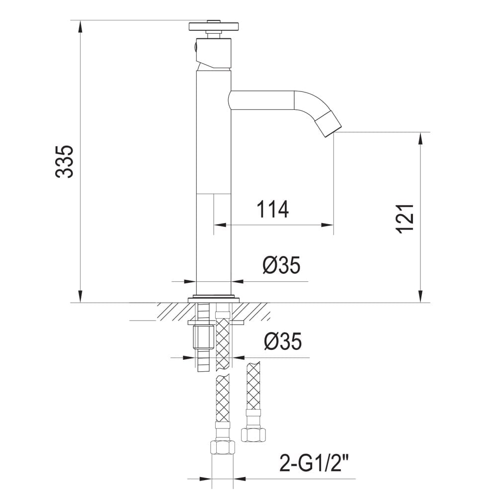 Urban Brushed Nickel Tall Basin Mixer Tap