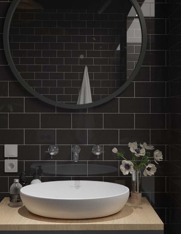 Luso Black Gloss Ceramic Tile 100x200mm