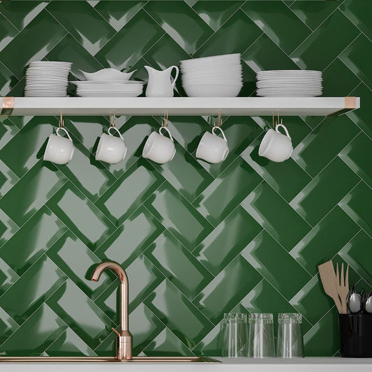 Metro Green Ceramic Brick Tile 100x200mm