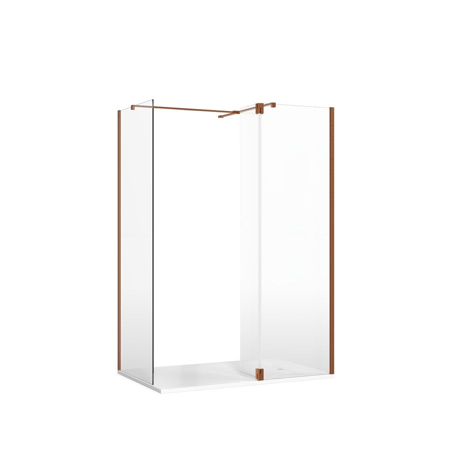 Gallery 10 Corner with Hinged Deflector (T-Bracing Bar) - Brushed Brass, Brushed Brass
