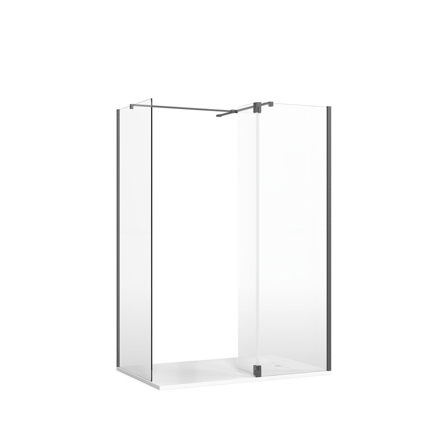 Gallery 10 Corner with Hinged Deflector (T-Bracing Bar) - Brushed Brass, Brushed Brass