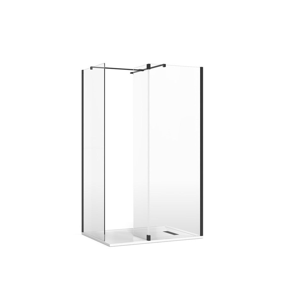 Gallery 8 Corner with Fixed Deflector (T Bracing Bar) - Fixed 300mm Deflector Glass