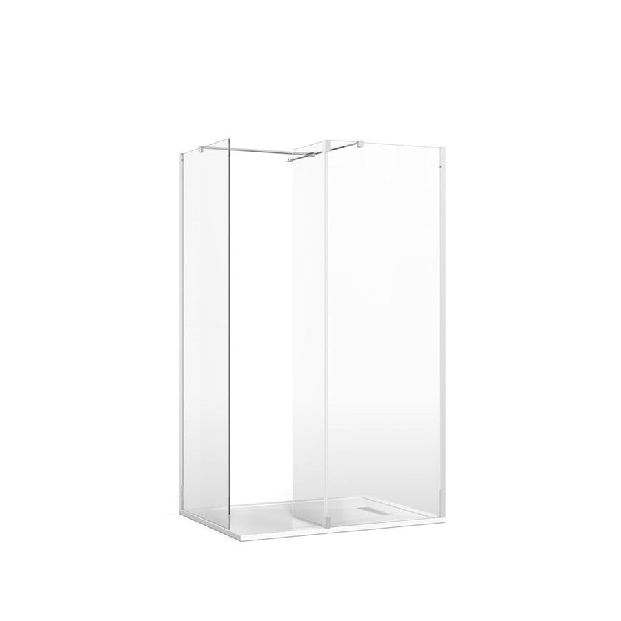 Gallery 8 Corner with Fixed Deflector (T Bracing Bar) - Fixed 300mm Deflector Glass