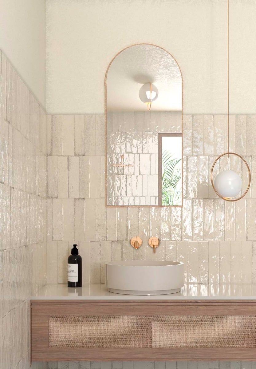 Bergamo Beige Porcelain Brick Tile 75x300mm