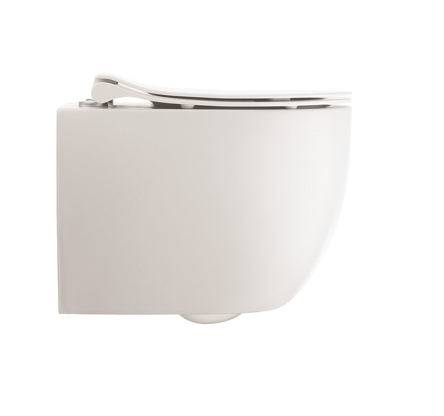 Glide II Matt White Wall Hung Short Projection Rimless Toilet & Soft Close Seat
