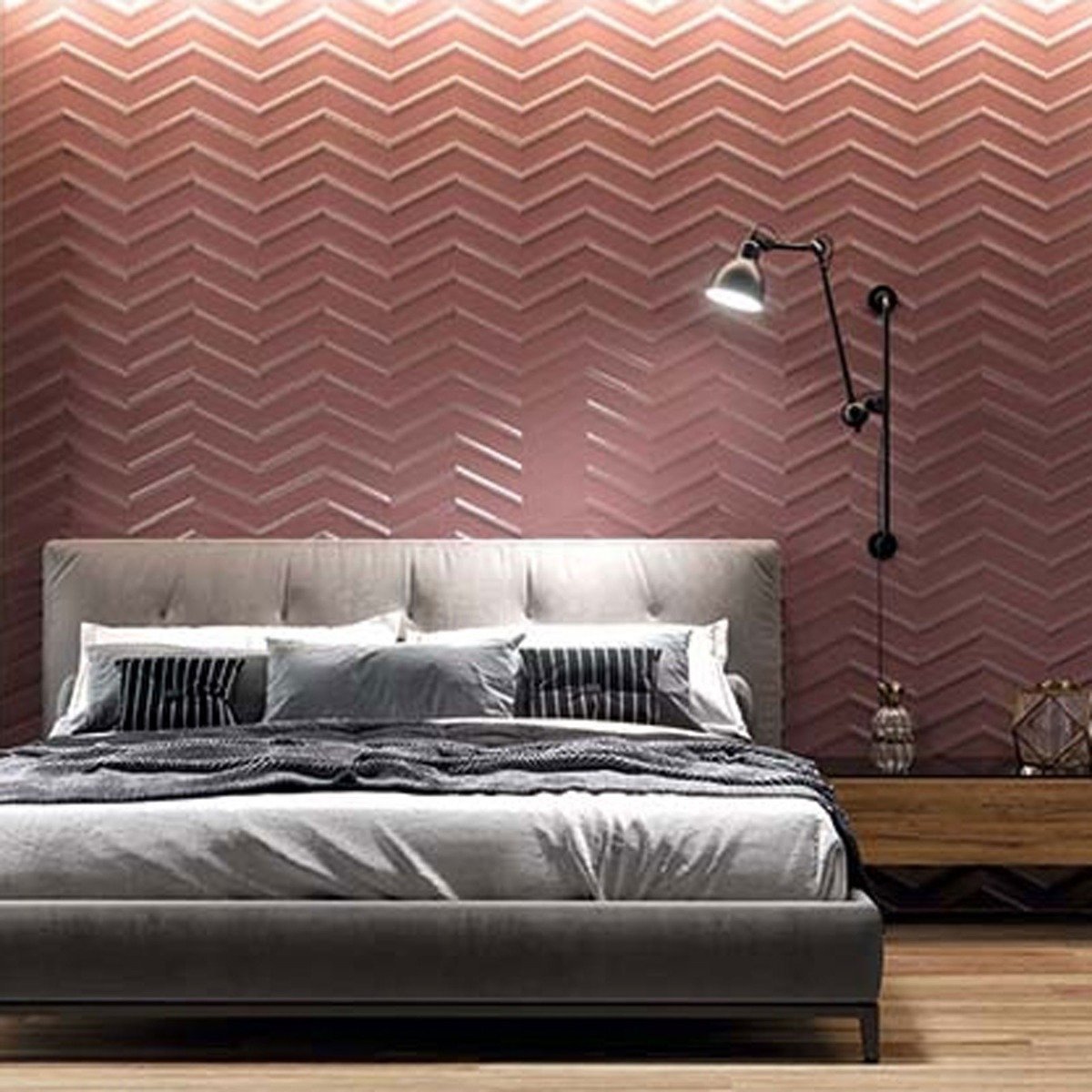 Lakehouse Copper Chevron Matt Ceramic Tile 1000x333mm
