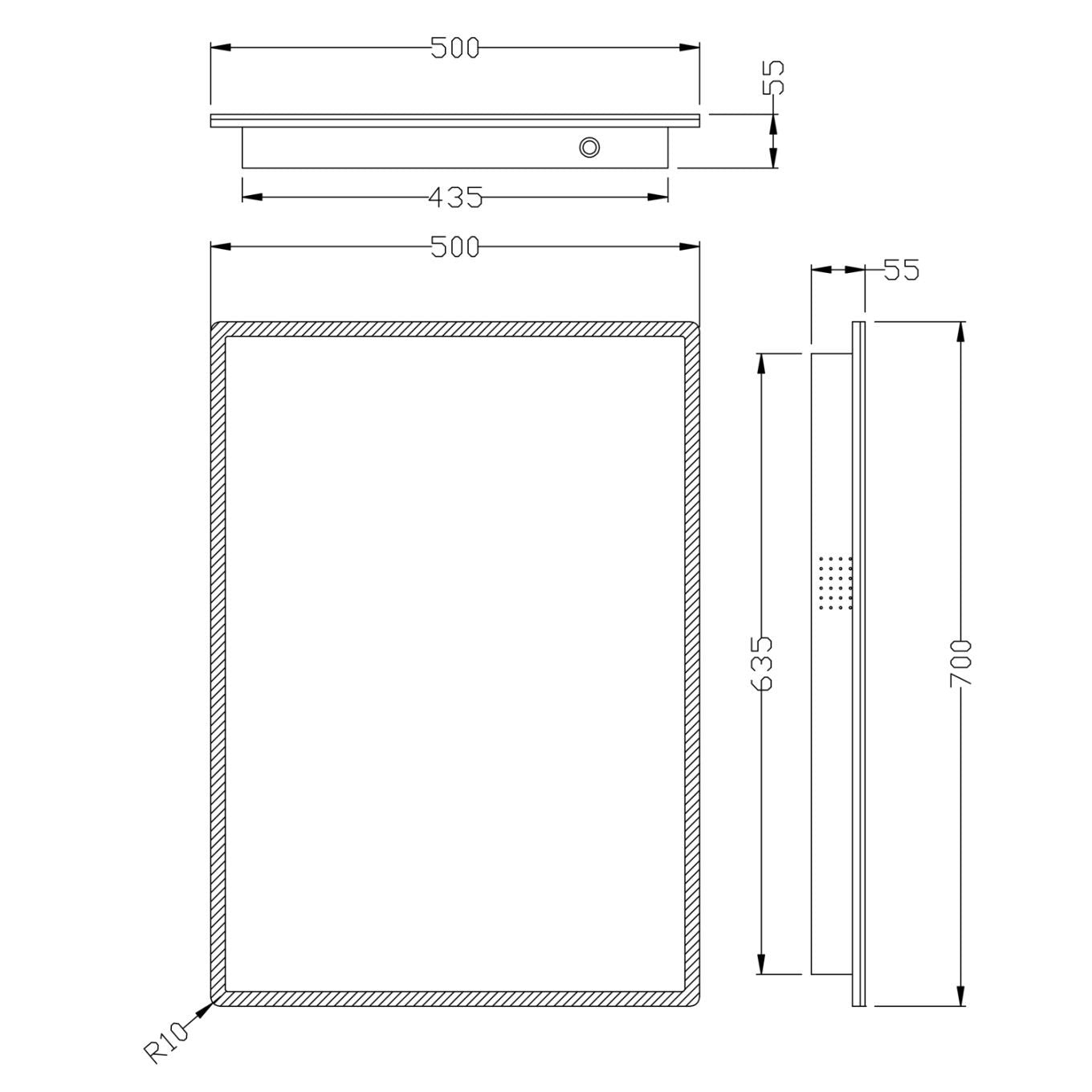 Jarrow LED Mirror with Built-In Bluetooth Speakers 500mm