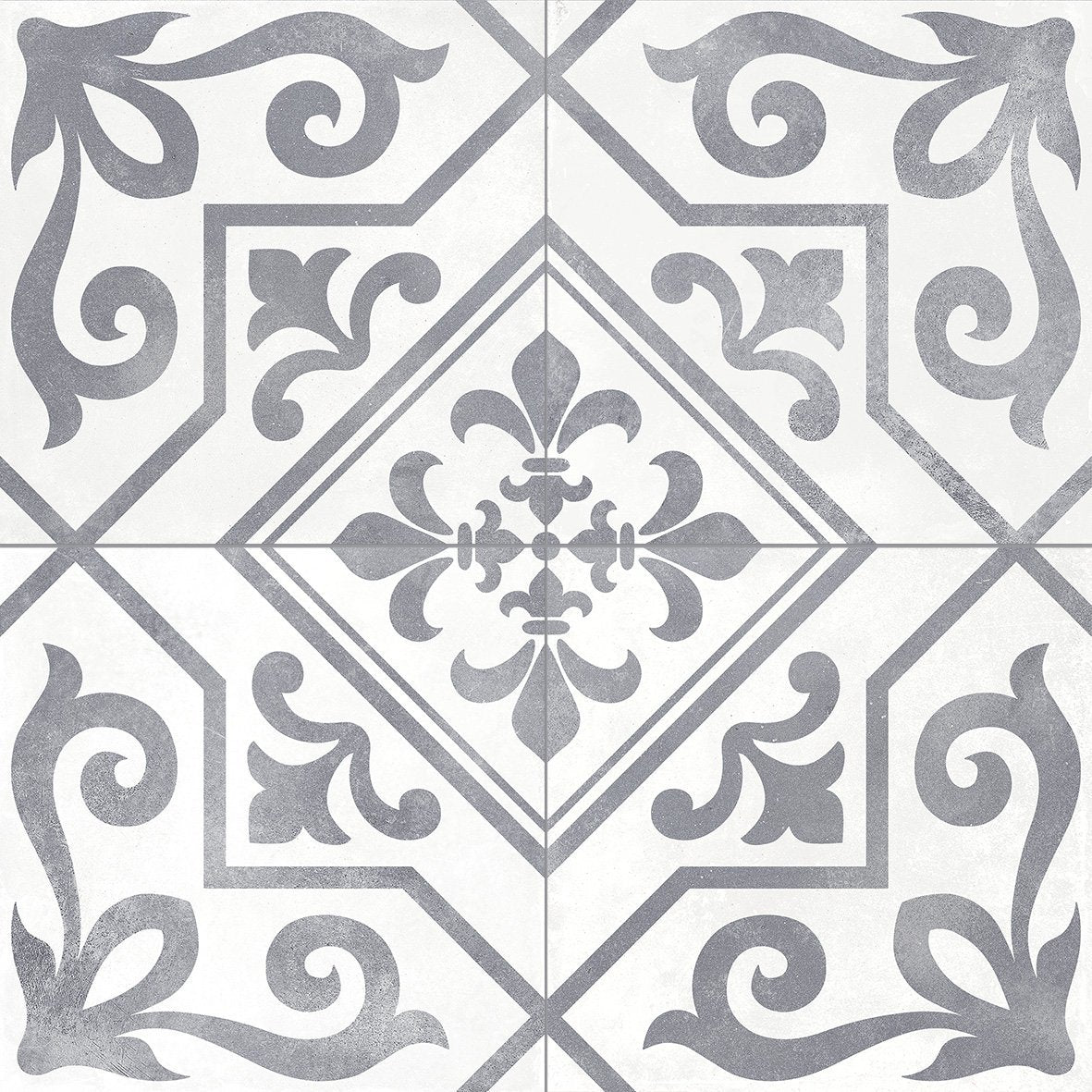 Xabia Silver Patterned Matt Porcelain Tile 452x452mm