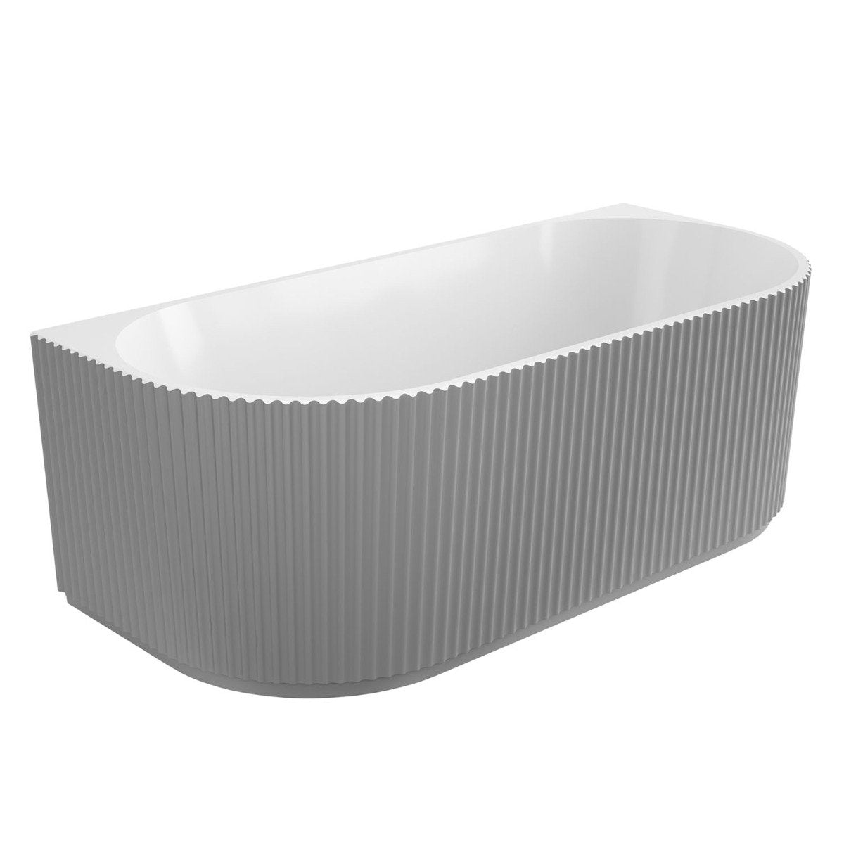 Rocklin Light Grey Back to Wall Ribbed Freestanding Bath 1700x800mm