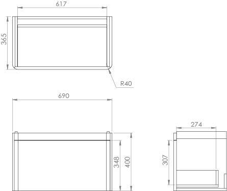 Saneux HYDE 70cm 1 Drawer Wall Mounted Unit - Matte Finish