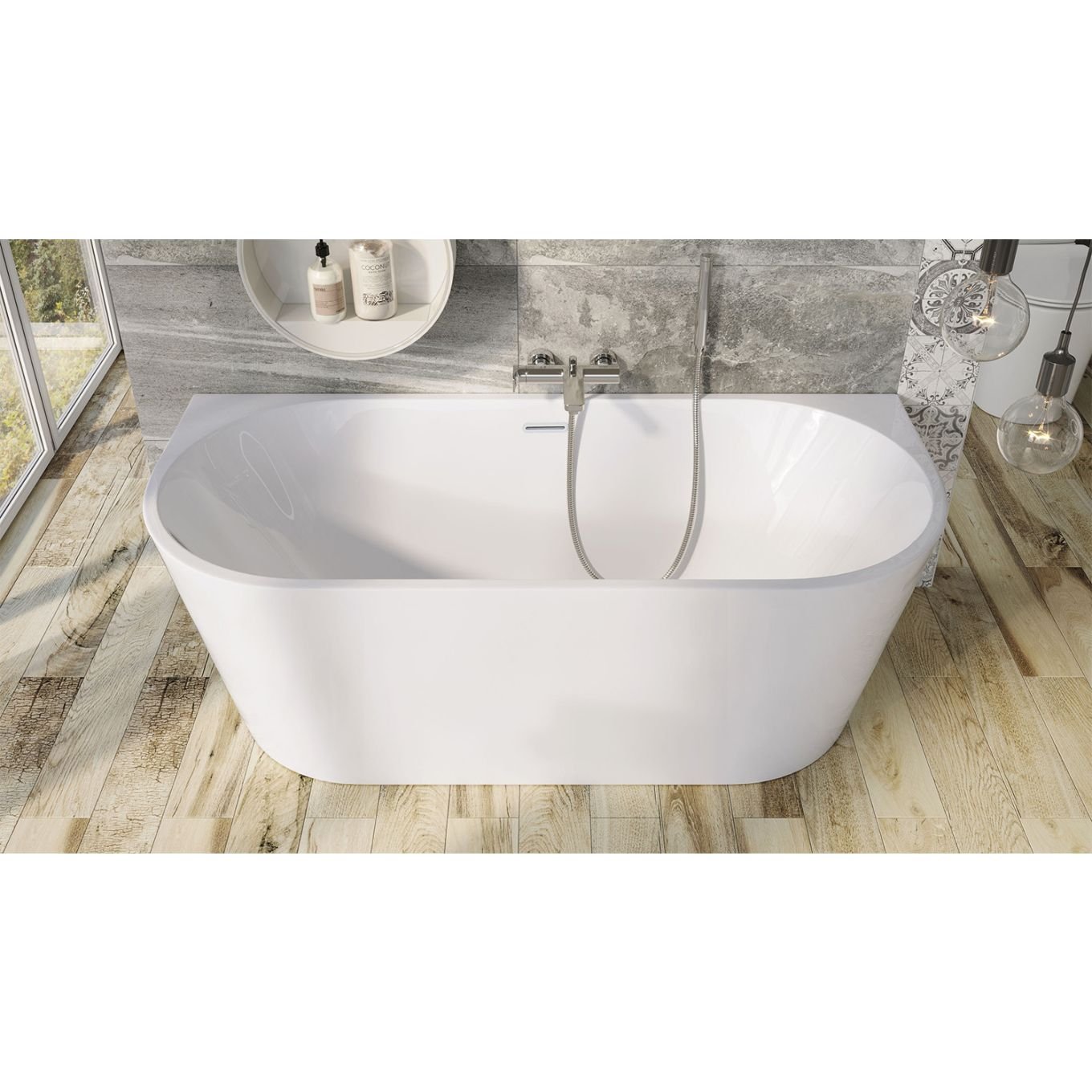 Ellwood Freestanding Back to Wall Acrylic Bath 1800x800mm