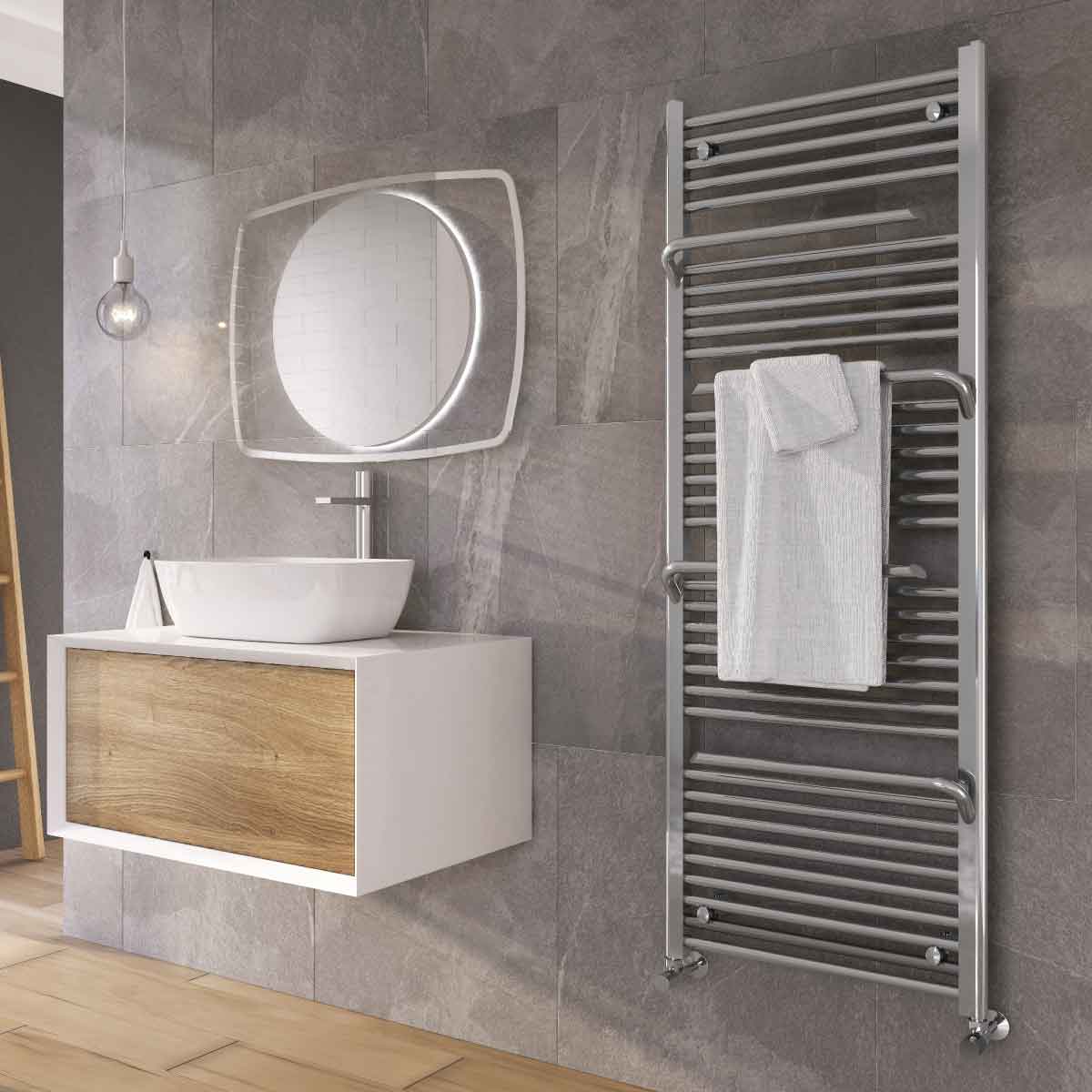 Jenka Chrome Heated Towel Rail 1500x550mm