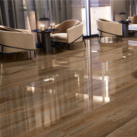 Shelby Nogal Polished Porcelain Tile 1475x205mm