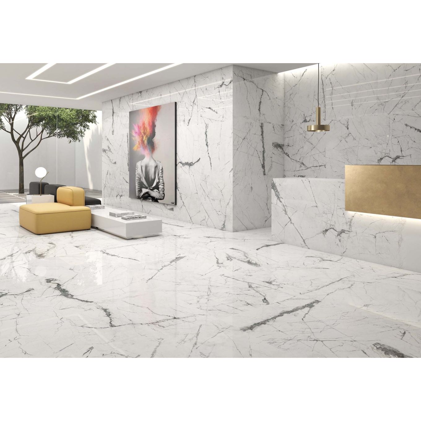 Kelto White Marble Gloss Porcelain Tile 300x600mm