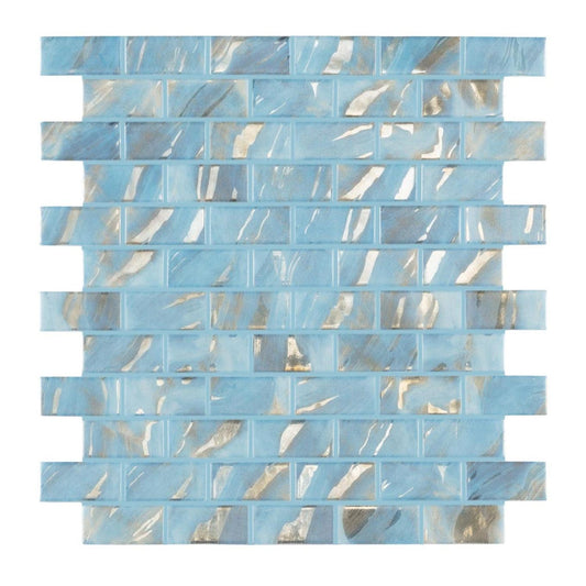 Serene Blue Brick Glass Mosaic Tile 315x315mm