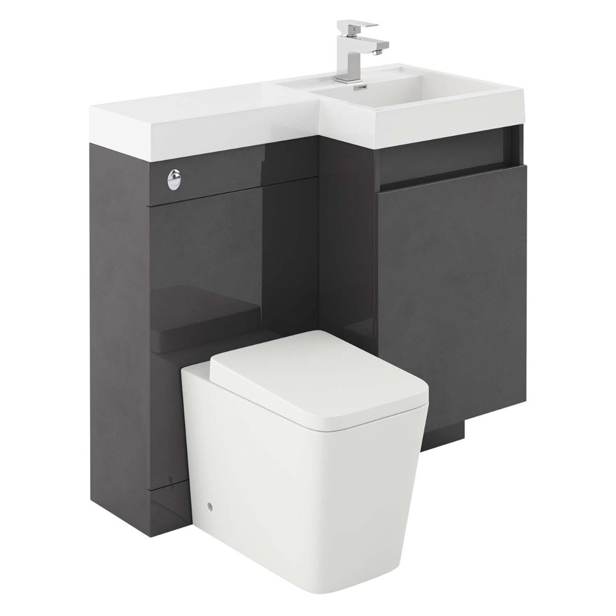 Summers Titanium Grey Right Hand Combination Vanity Basin and WC Unit 900mm