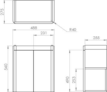 Saneux HYDE 50cm 2 Door Wall Mounted Unit - Matte Finish