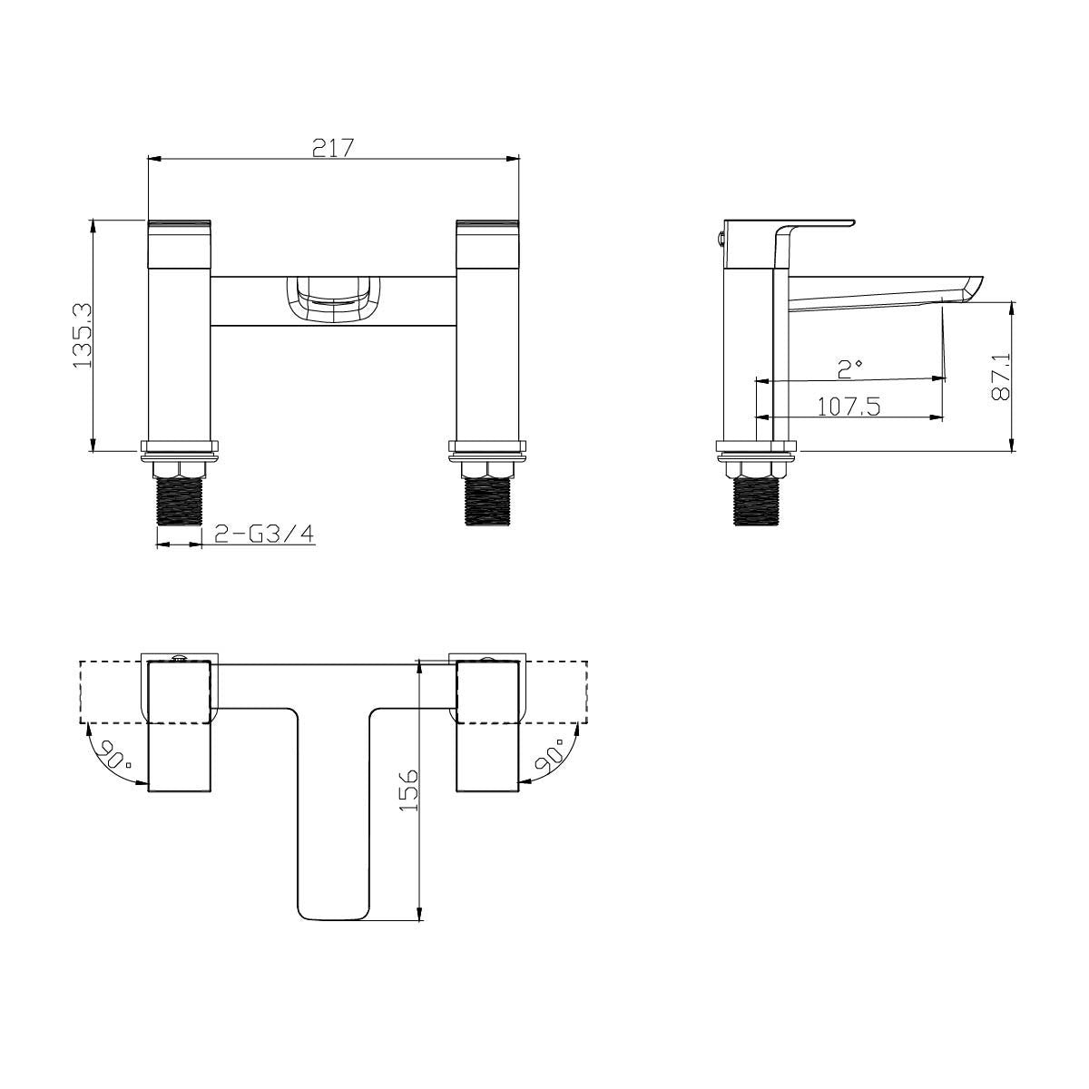 Zena Matt Black Bath Filler Tap