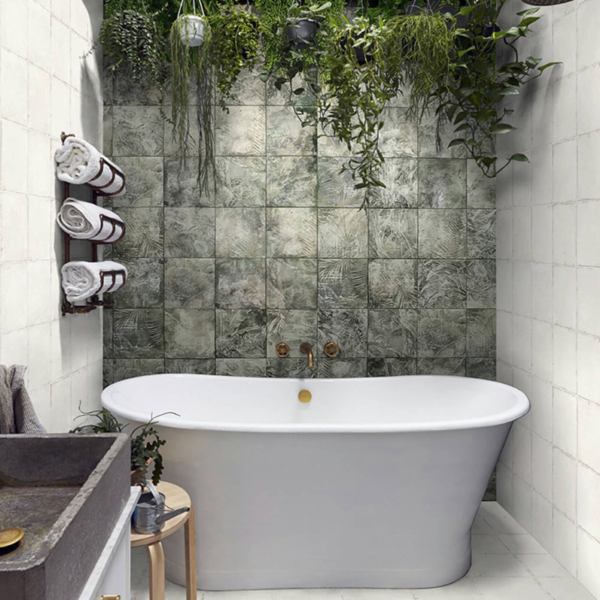 Algarve Green Tropical Patterned Lappato Porcelain Tile 250x250mm