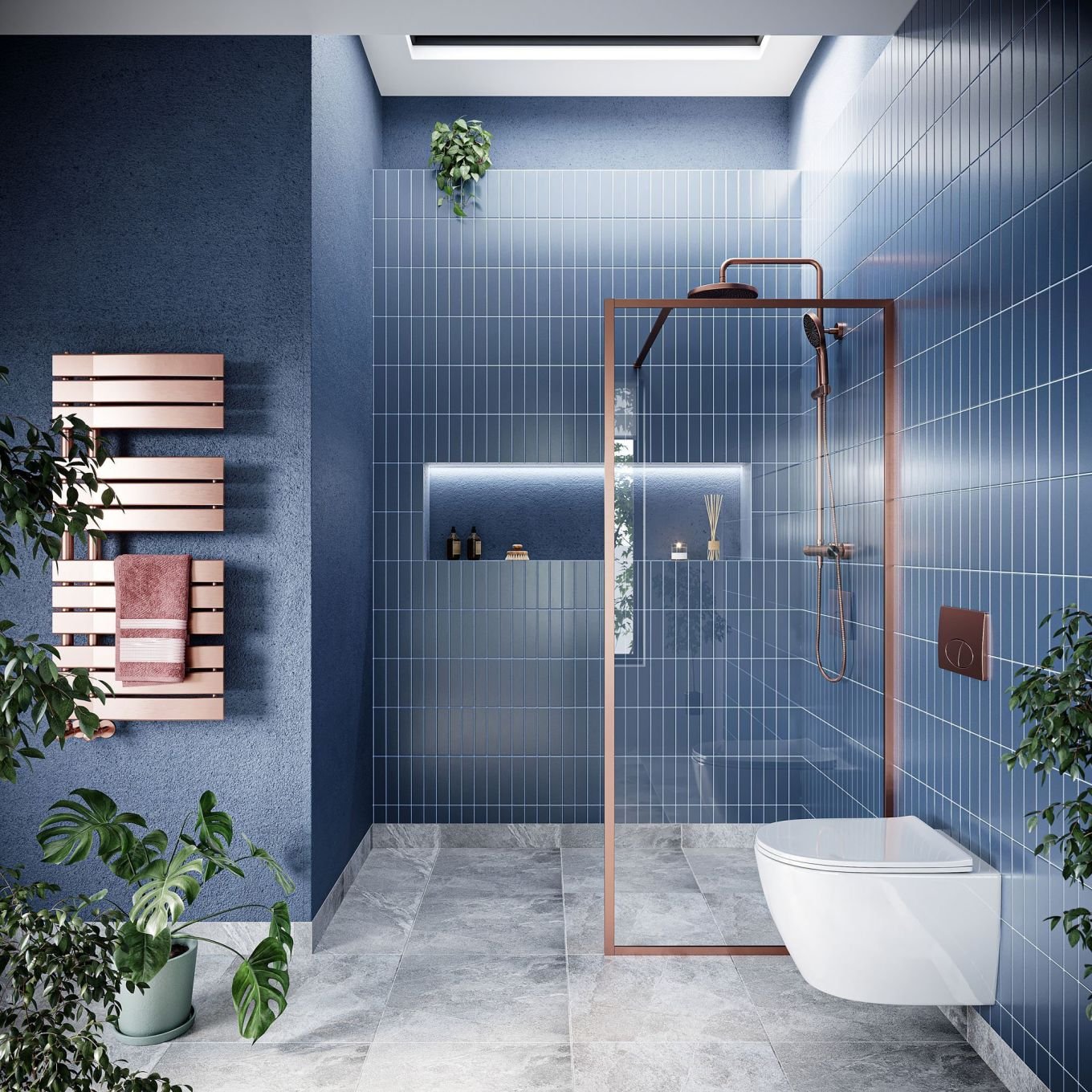 Amien Brushed Bronze Framed Clear Glass Shower Screen 880mm