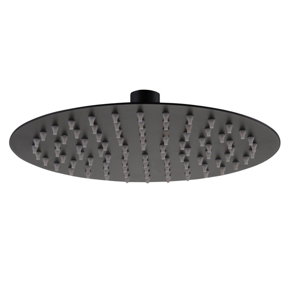 Zena Matt Black Round Rainfall Shower Head 350mm
