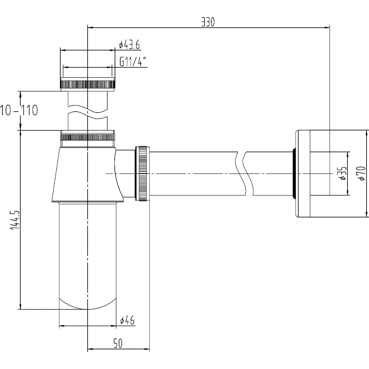 Standard Chrome Basin Bottle Trap