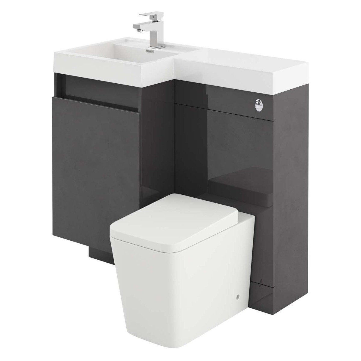 Summers Titanium Grey Left Hand Combination Vanity Basin and WC Unit 900mm