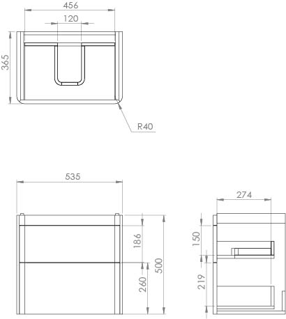 Saneux HYDE 55cm 2 Drawer Wall Mounted Unit