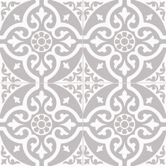 Chard Grey Ornate Ceramic Tile 450x450mm