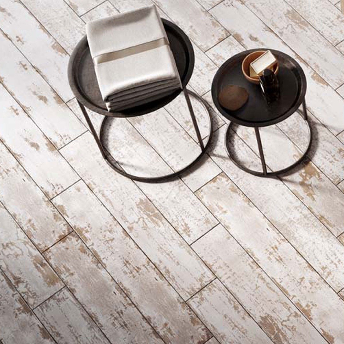 Levik White Wood Effect Porcelain Tile 200x1200mm