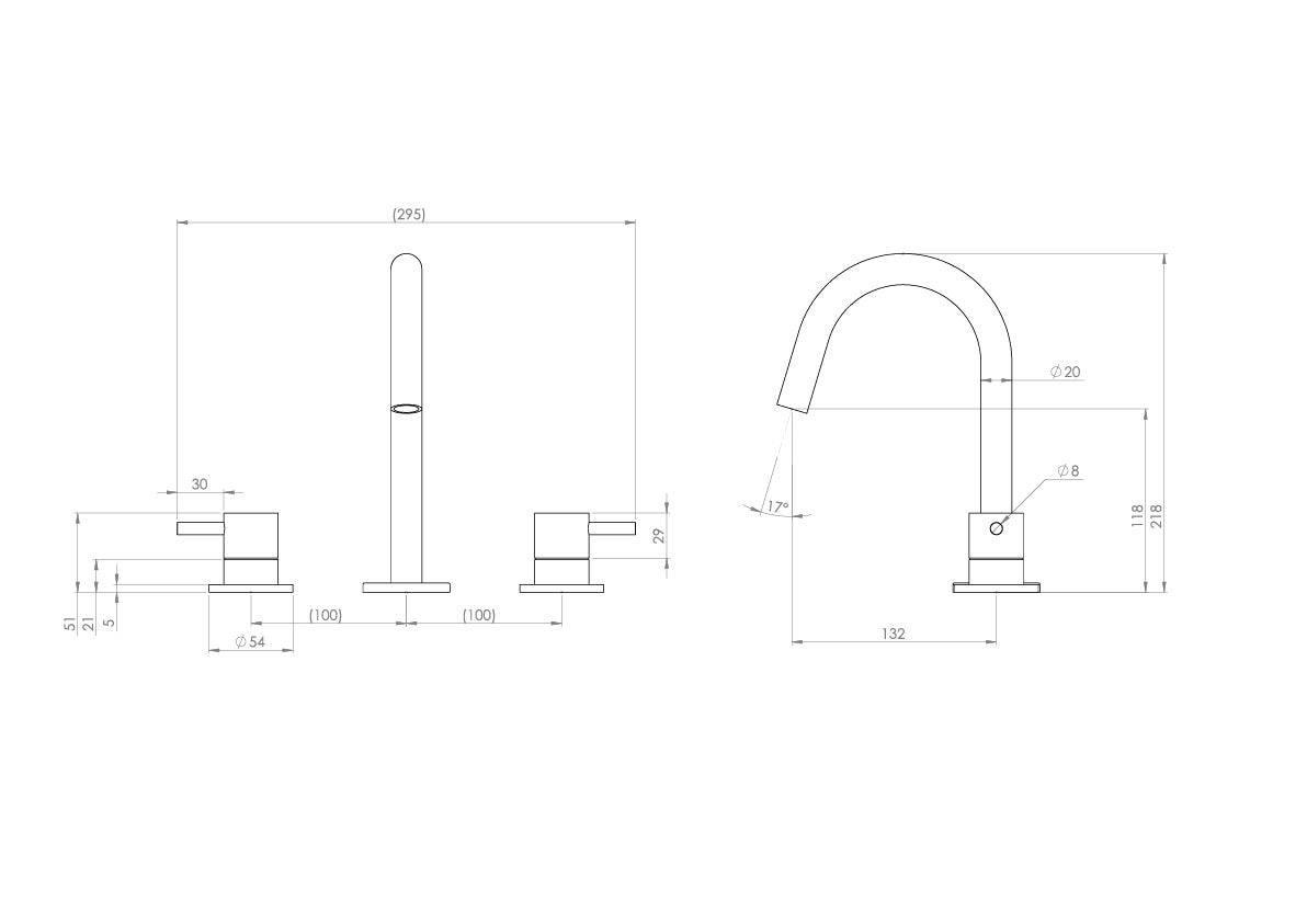 COS 3 Tap Hole Deck Mounted Kit with Classic Handle