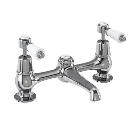 Kensington 2 Tap Hole Bridge Basin Mixer with Plug & Chain Waste & Swivel Spout