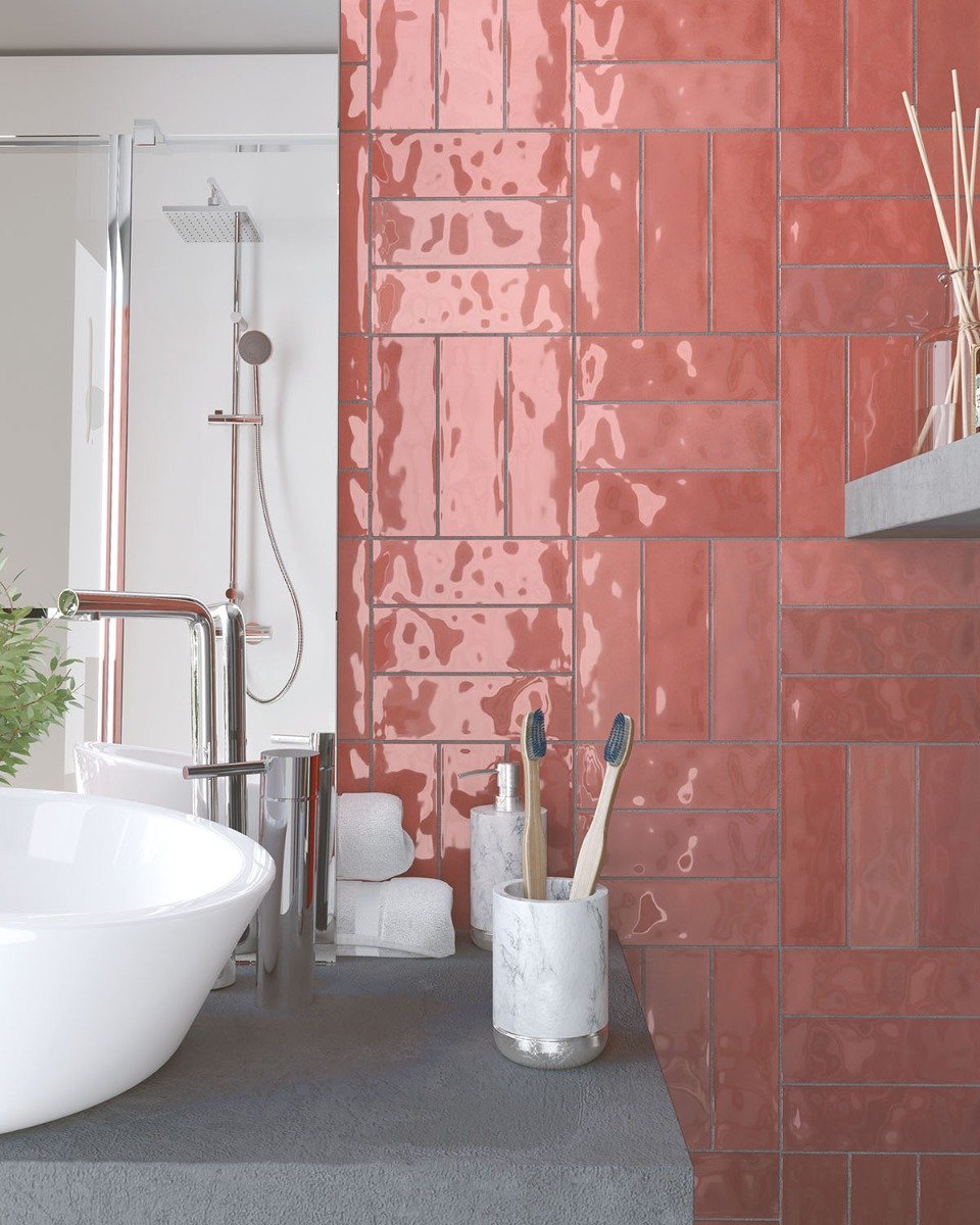 Napoli Burdeos Gloss Porcelain Brick Tile 200x65mm