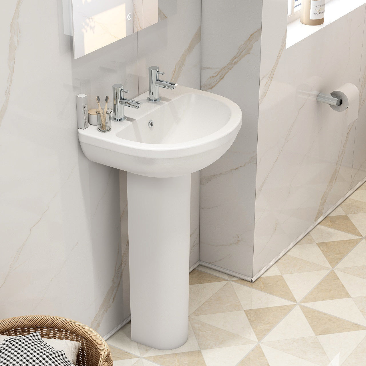 Ivo 500mm basin with two tap holes