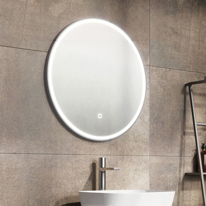 Avery Black Round LED Mirror 700mm