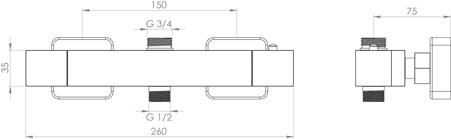 Saneux TOOGA 2 Way Thermostatic Bar Valve