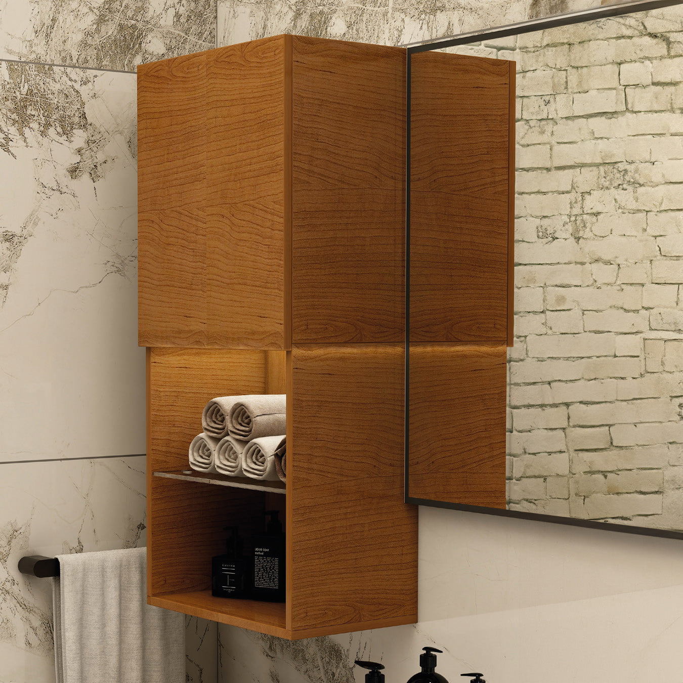 Liberty wall storage cabinet in Cherry Walnut