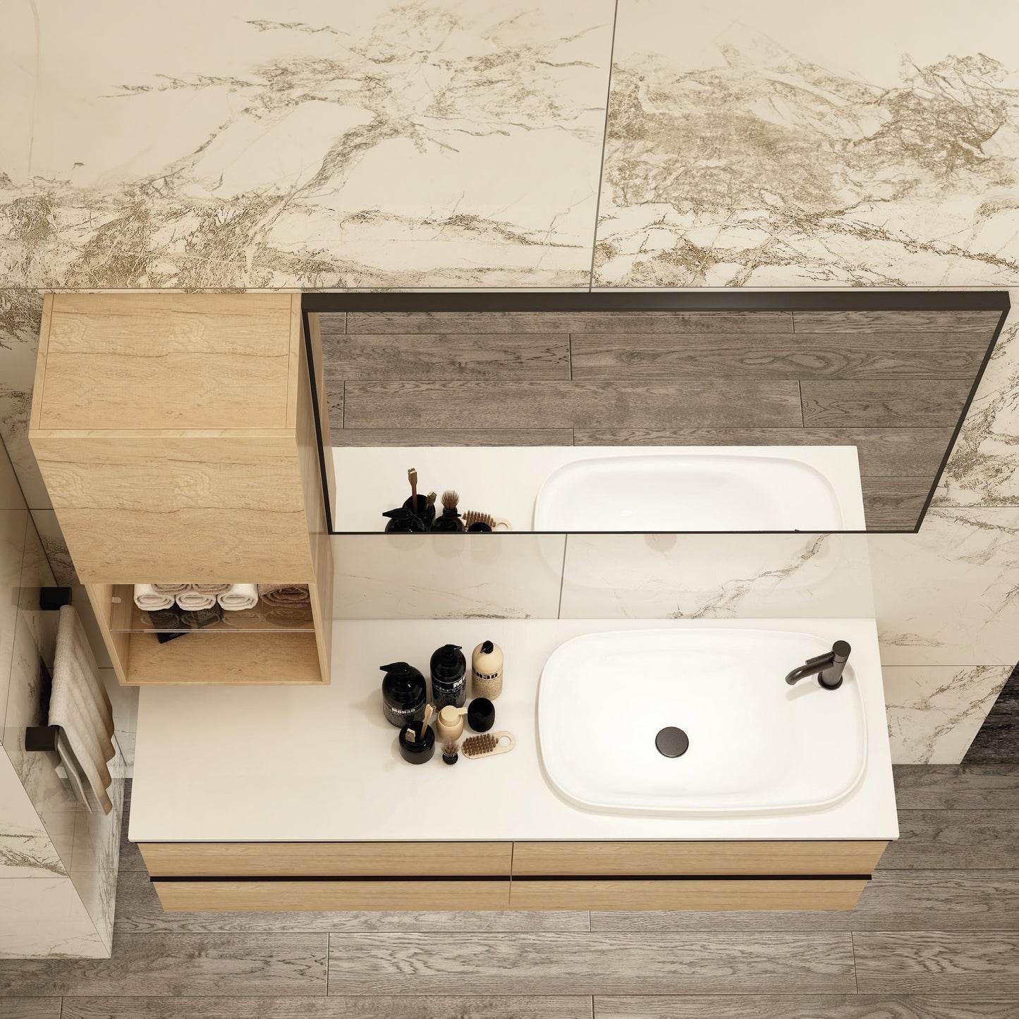 Liberty 1500x500mm four drawer cabinet in Natural Oak