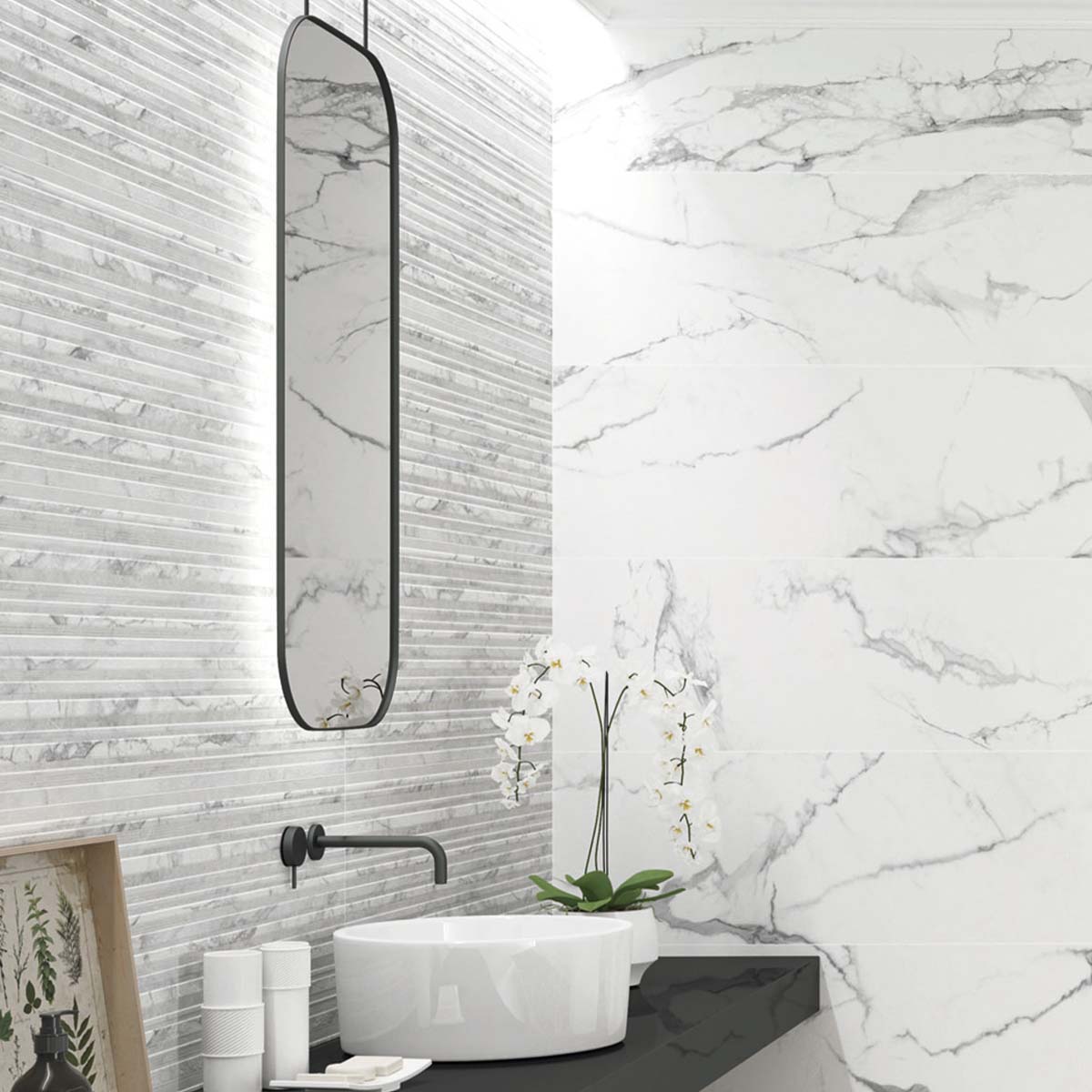 La Bella White Decor Matt Ceramic Tile 400x1200mm