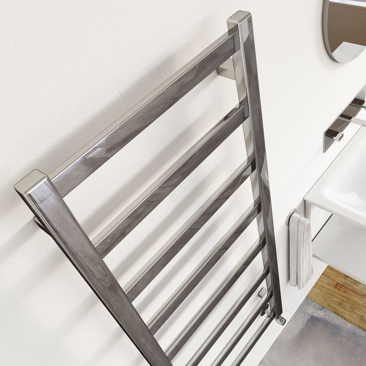 Valda Chrome Designer Heated Towel Rail 1200x500mm
