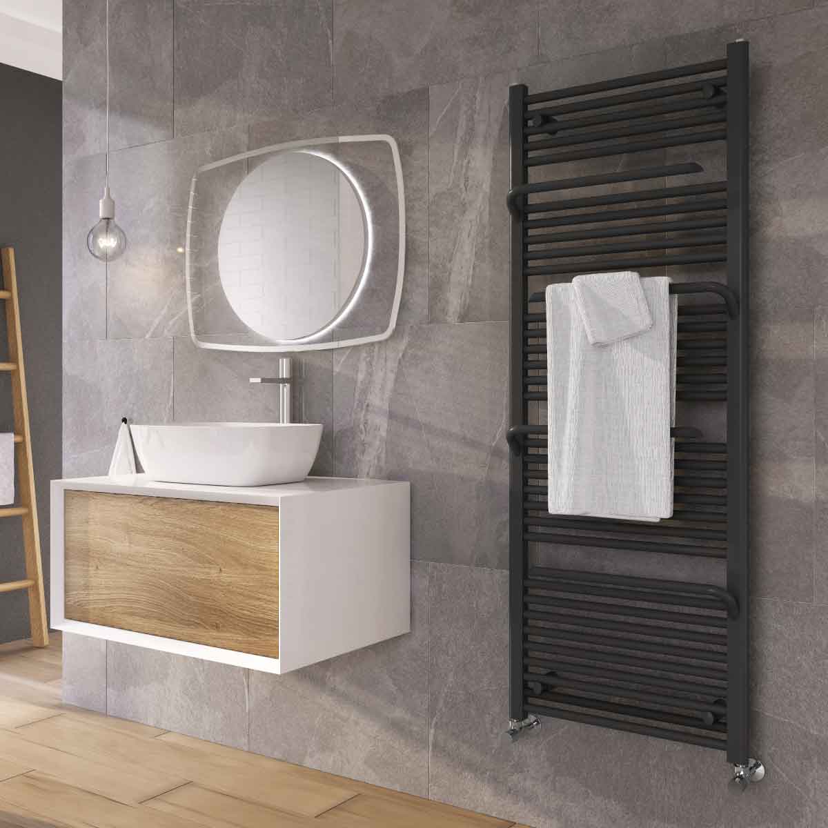 Jenka Anthracite Heated Towel Rail 1500x550mm