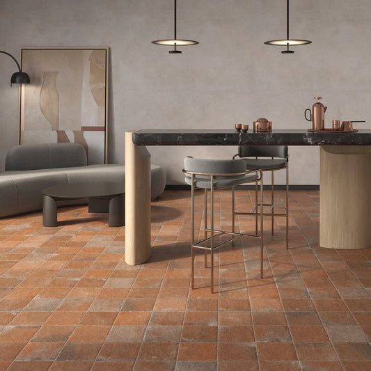 Terraza Red Terracotta Matt Porcelain Brick Tile 150x150mm