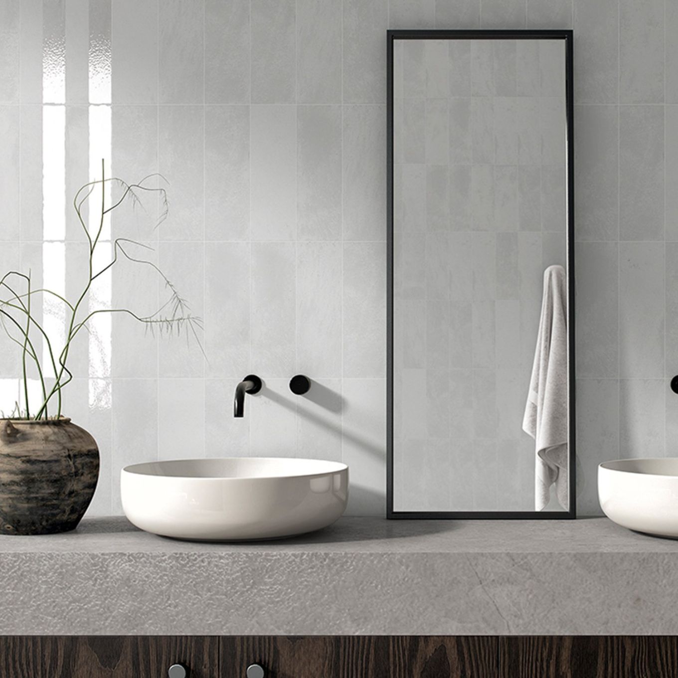Prezza Silver Decor Line Matt & Glossy Porcelain Brick Tile 100x300mm