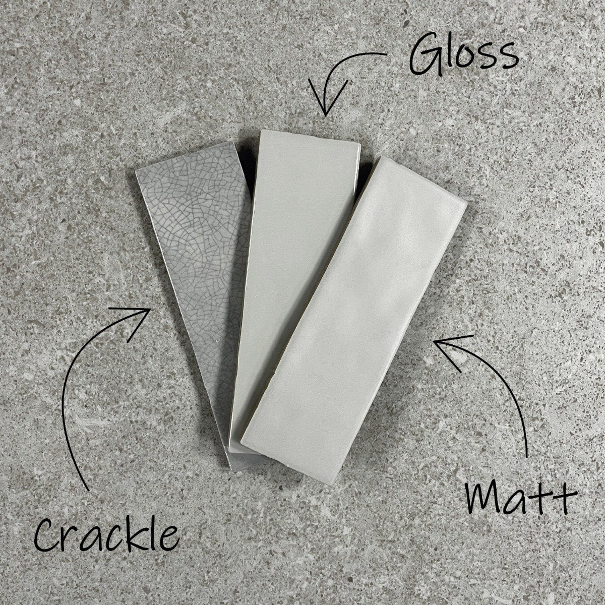 Borneo Soft Grey Crackle Gloss Porcelain Tile 65x200mm